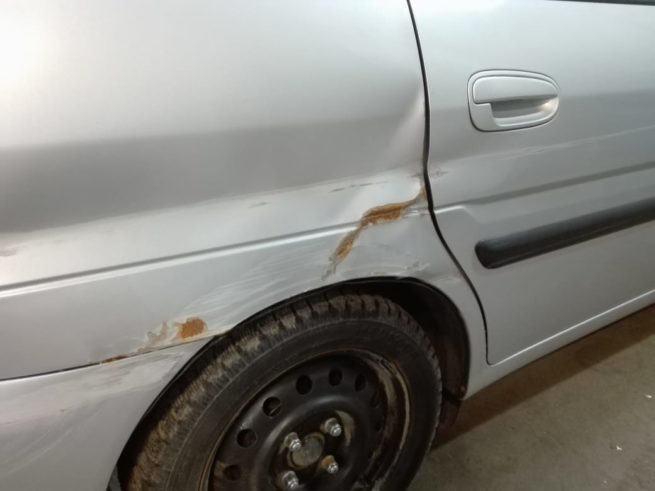Hyundai Matrix ремонт покраска заднего крыла, задней двери и заднего бампера .