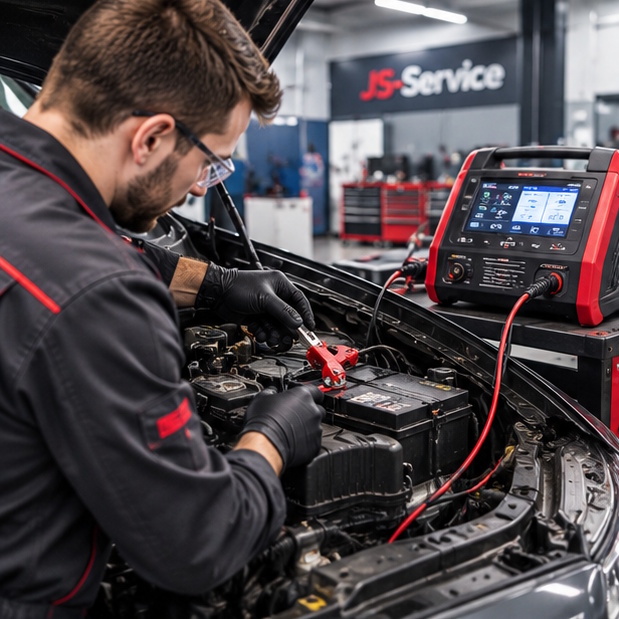 Проверка и зарядка аккумулятора автомобиля перед зимой в JS-Service